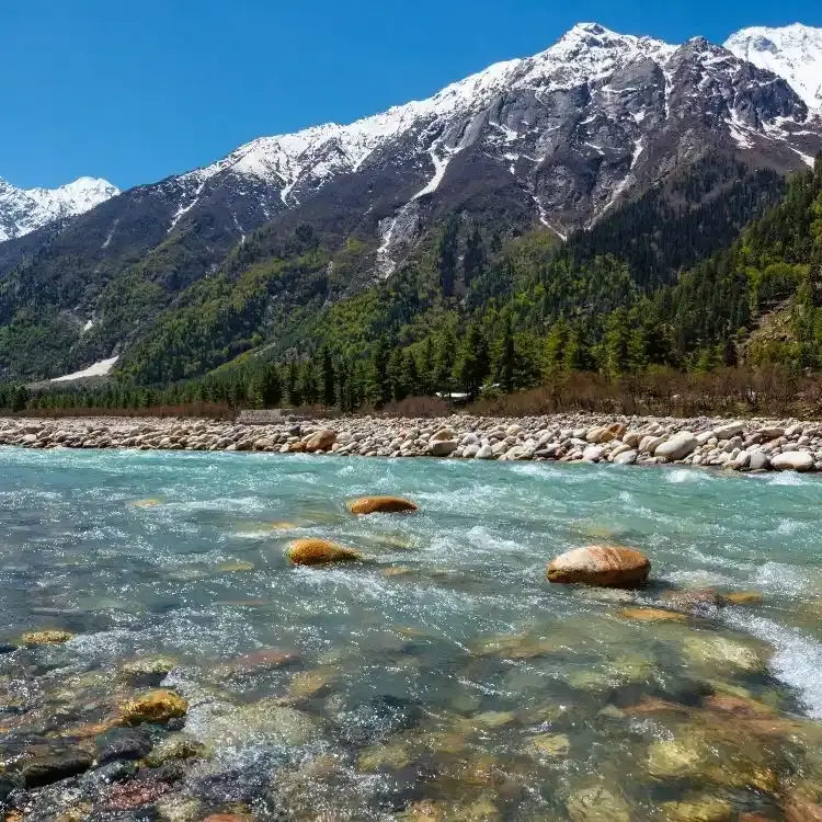 Camp by the Baspa River in Sangla