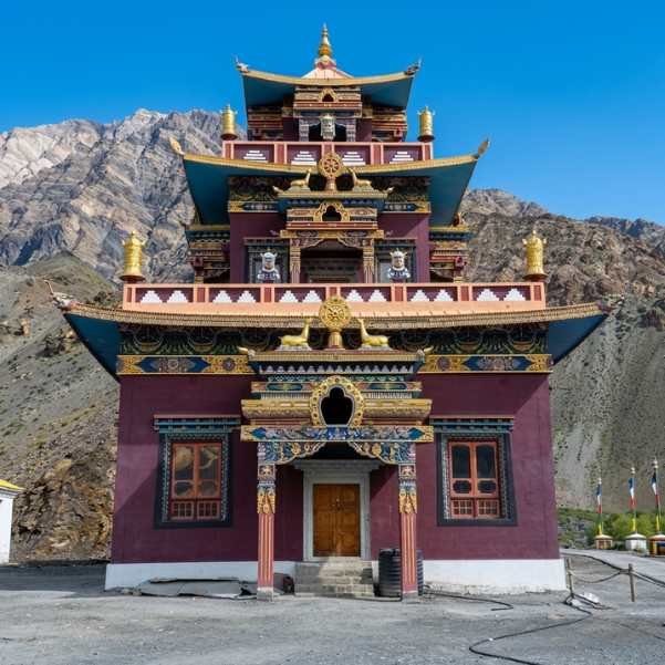 Gue village and monastery in Spiti Valley near the Indo Tibet border