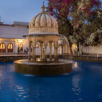 Saheliyon Ki Bari garden with marble fountains and lotus pool in Udaipur
