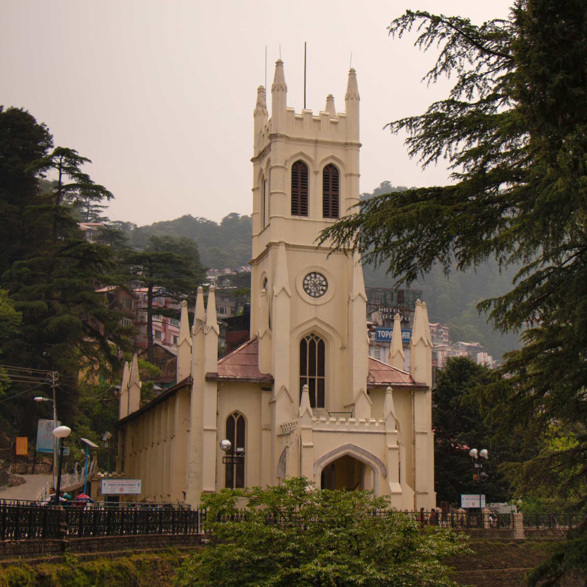 Christ Church Shimla illuminated at night with warm lighting