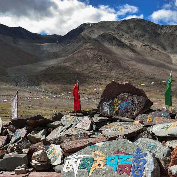 The road from Kunzum Pass descending to Losar and onwards to Kaza in Spiti Valley