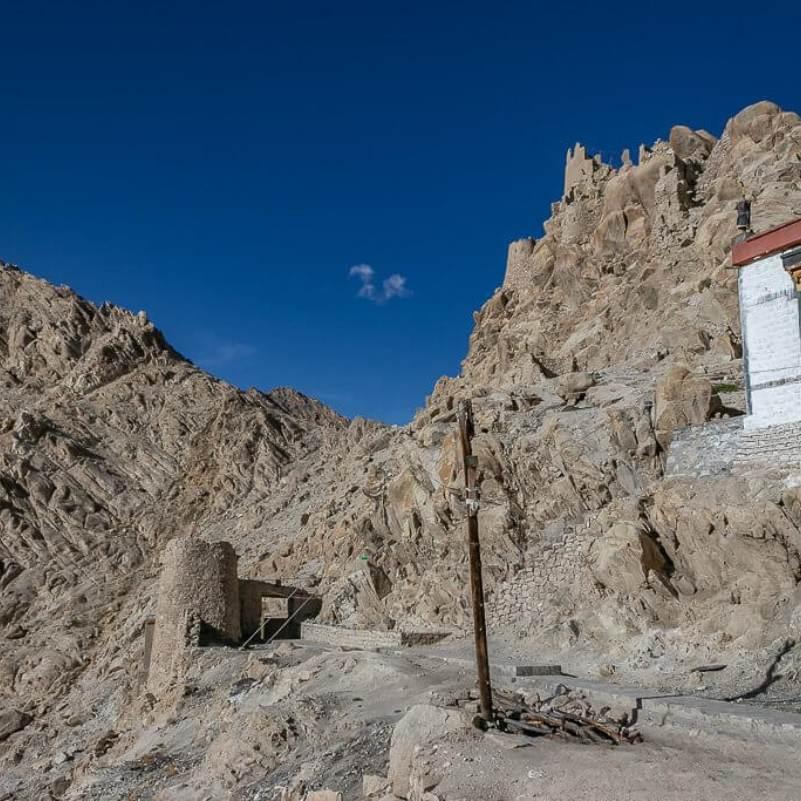 Whitewashed Shey Palace on its hillock 15 km south of Leh, the former summer capital of the Namgyal kings of Ladakh