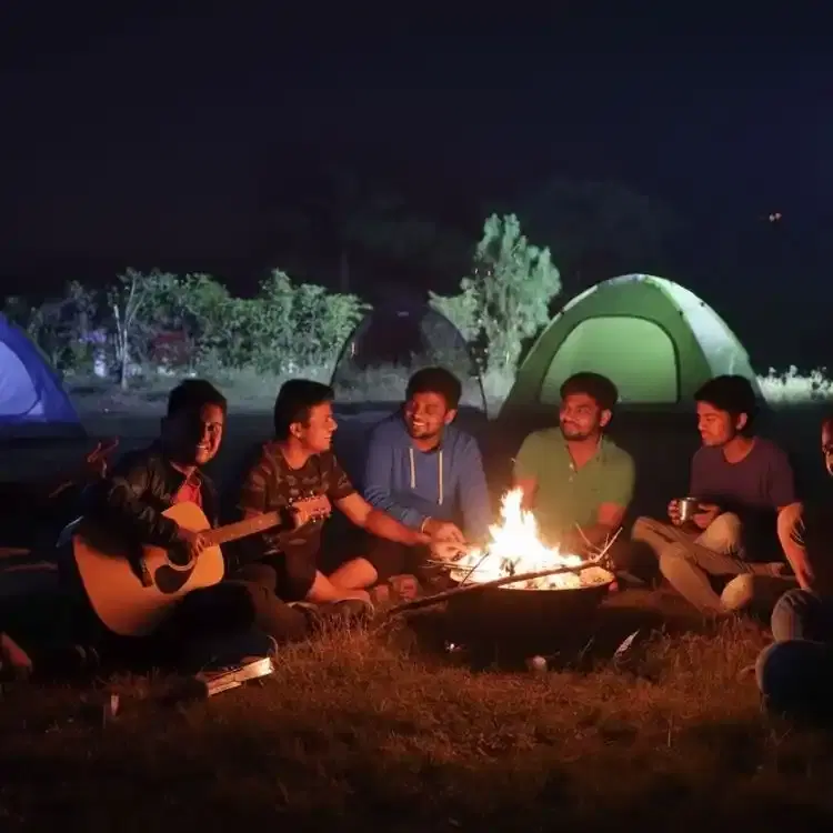 Bonfire And Riverside Camping
