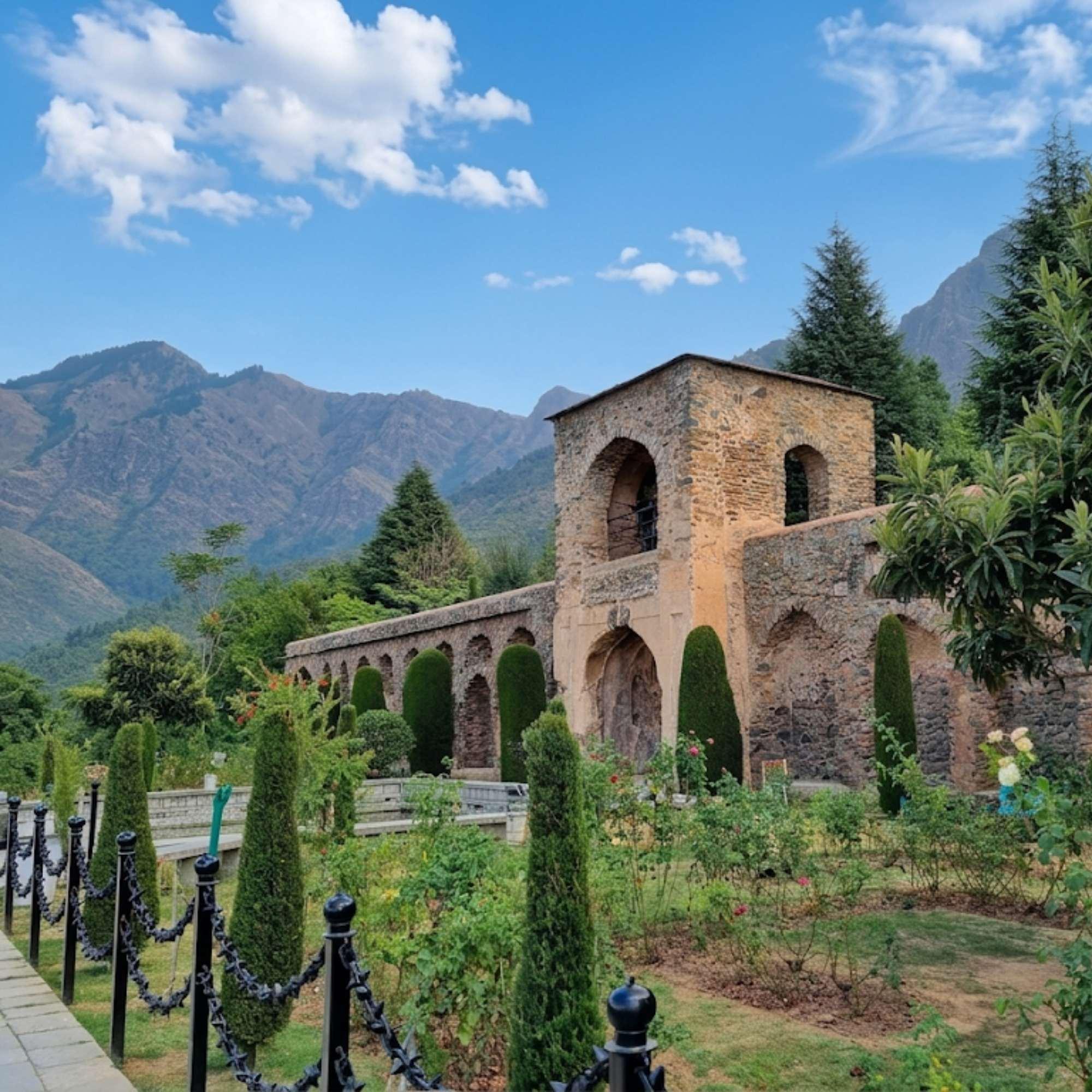 Stone arches and historic architecture of Pari Mahal Srinagar