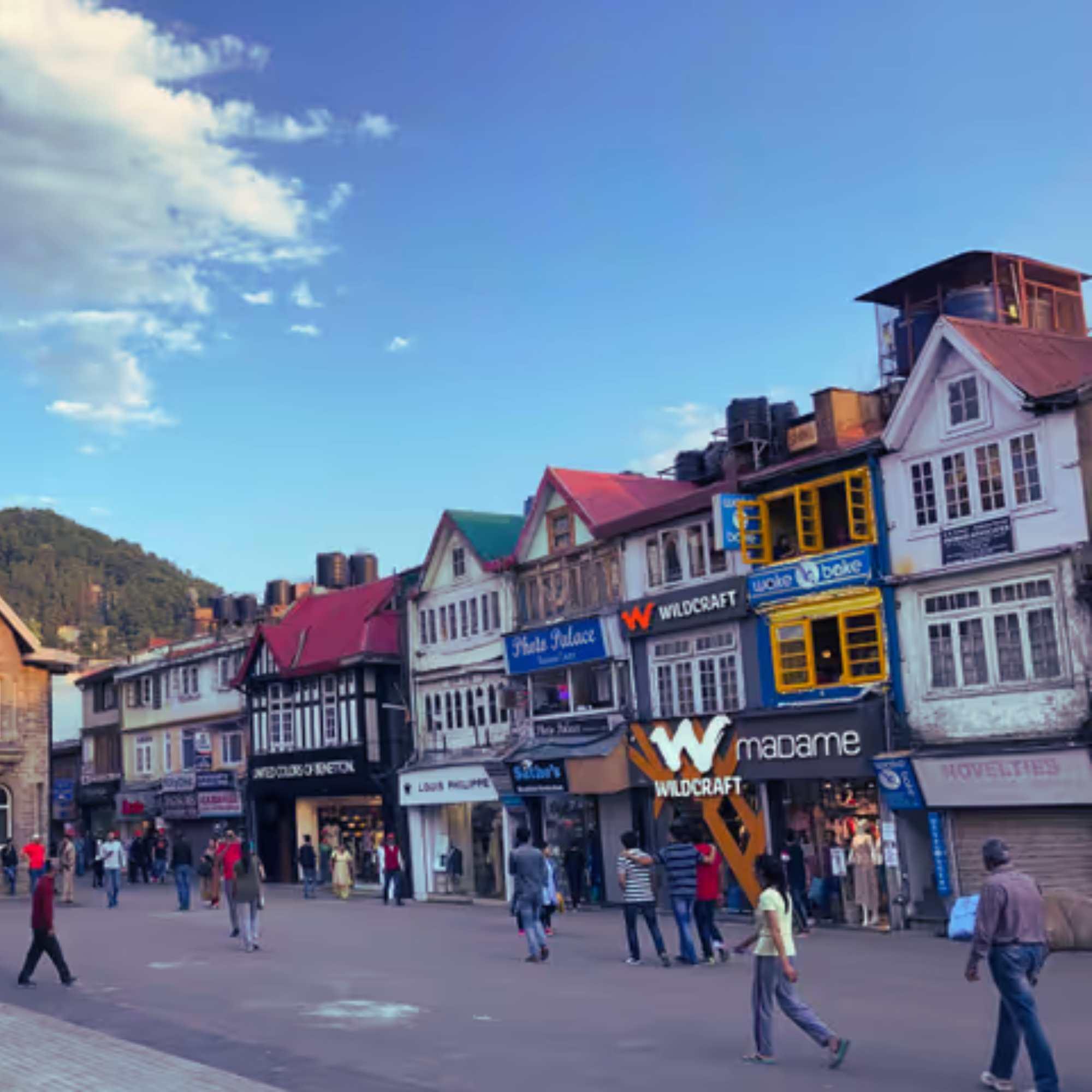 Mall Road Shimla with mountain views and the shopping experience