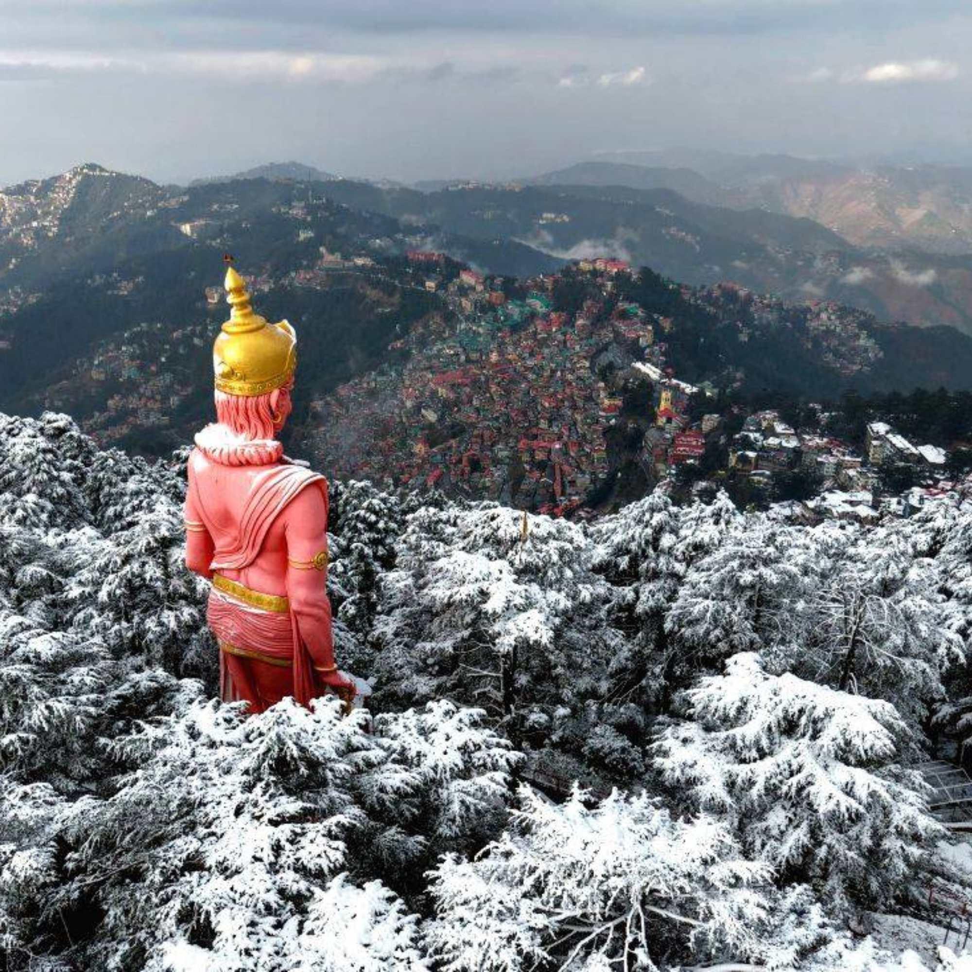 Scenic view from Jakhu Temple overlooking Shimla and the surrounding hills