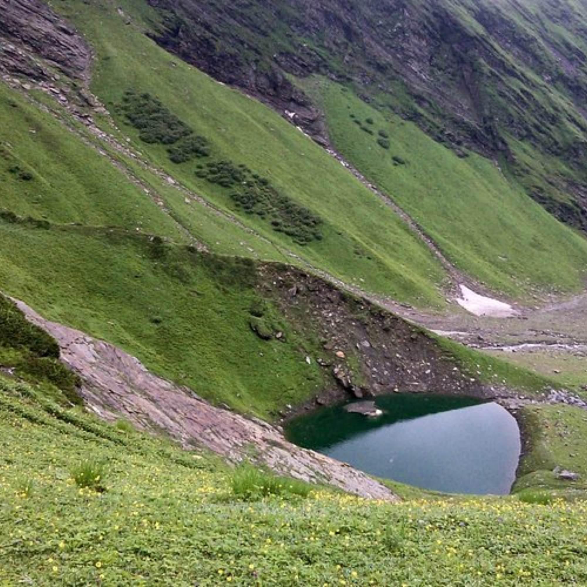 Beas Kund Trek trail near Solang Valley Manali