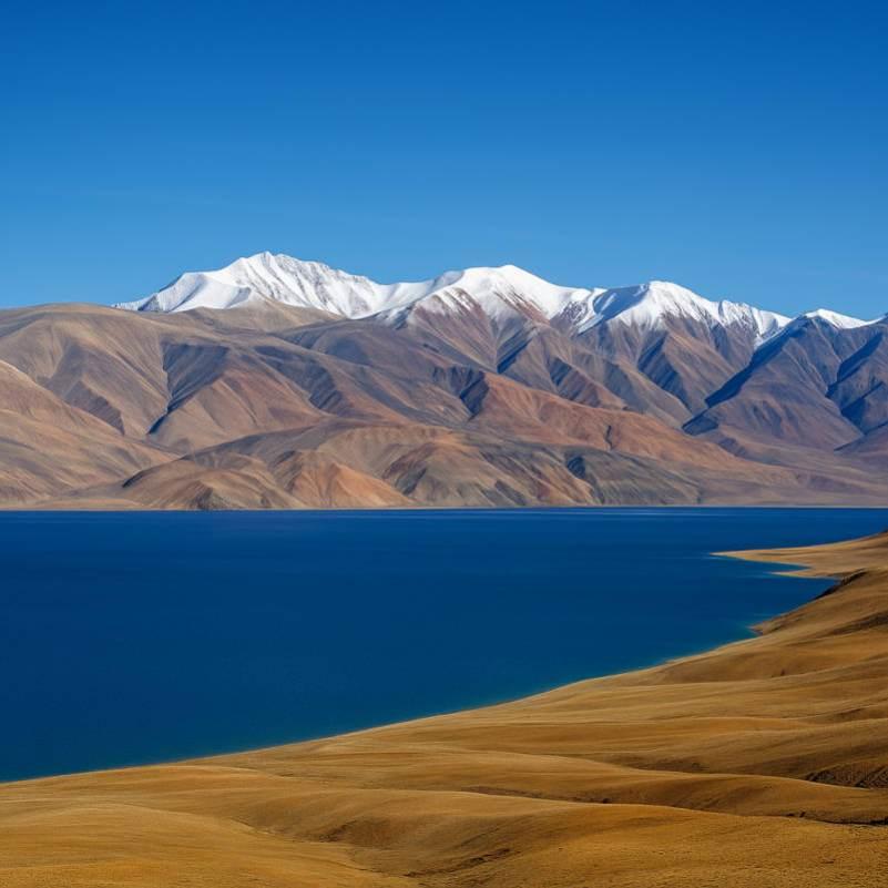 Still water reflecting the Ladakh peaks at Tso Moriri in early morning before the wind picks up, the best light window of the day