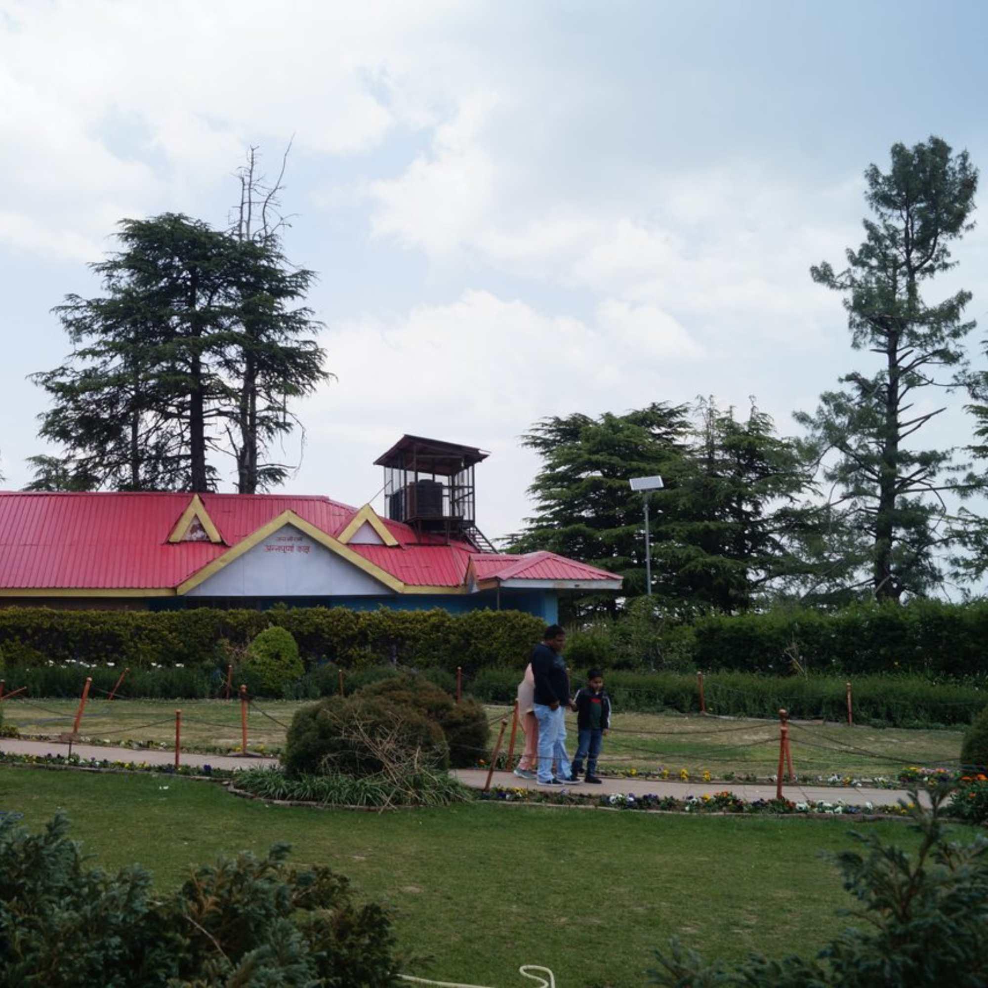 The Jakhu Temple building surrounded by deodar forest on Shimla's highest peak