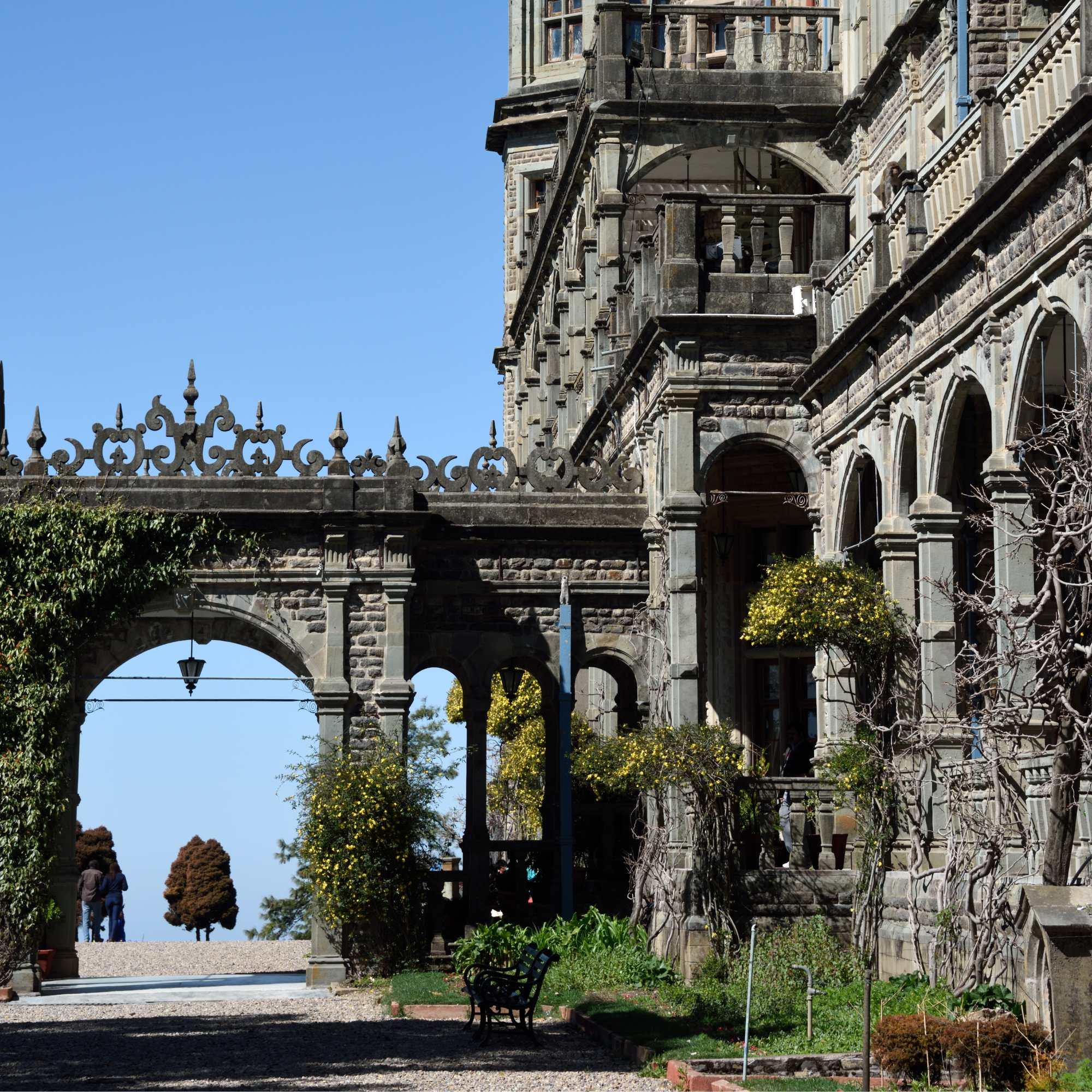 Panoramic view of Viceregal Lodge with its landscaped gardens