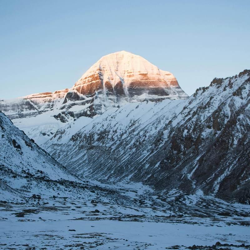Snow covered Kinnaur Kailash peak in Kinnaur Valley