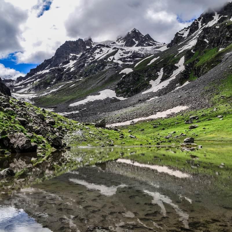 Snow covered ridge near the summit of Hampta Pass