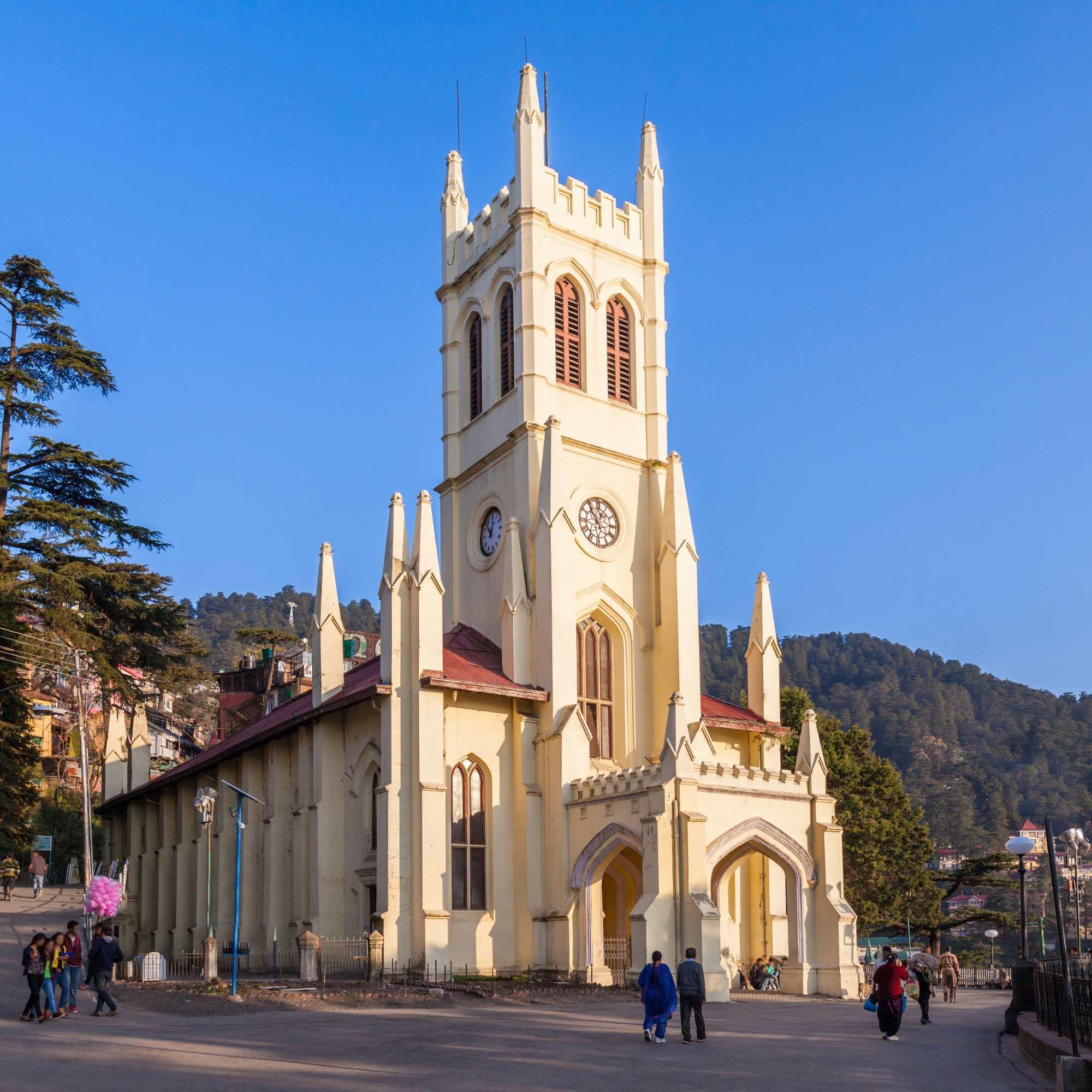 Christ Church Shimla covered in snow during winter