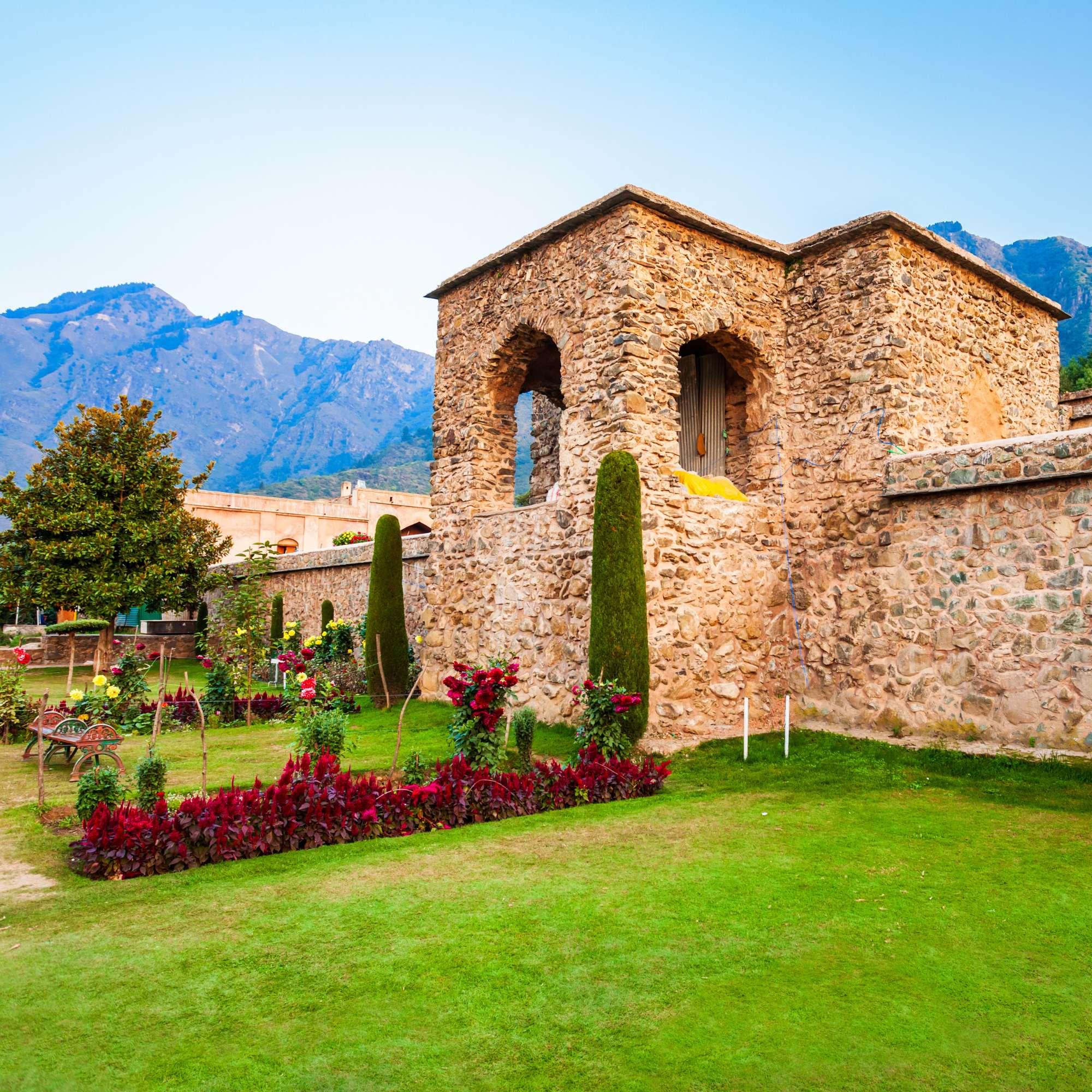 Terraced gardens of Pari Mahal overlooking Dal Lake in Srinagar