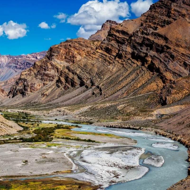 Snow capped peaks rising above the Zanskar Valley in Ladakh