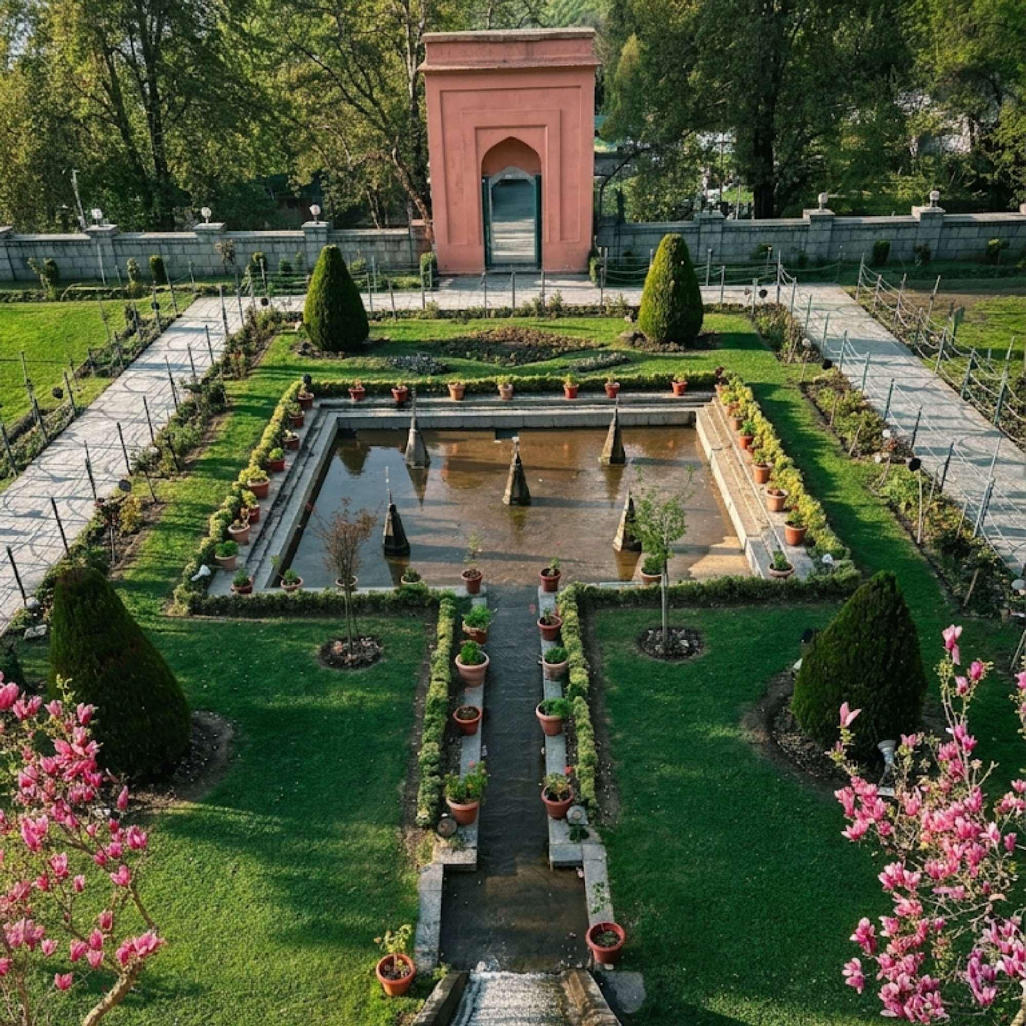 Flower Beds in Mughal Gardens Kashmir.jpg