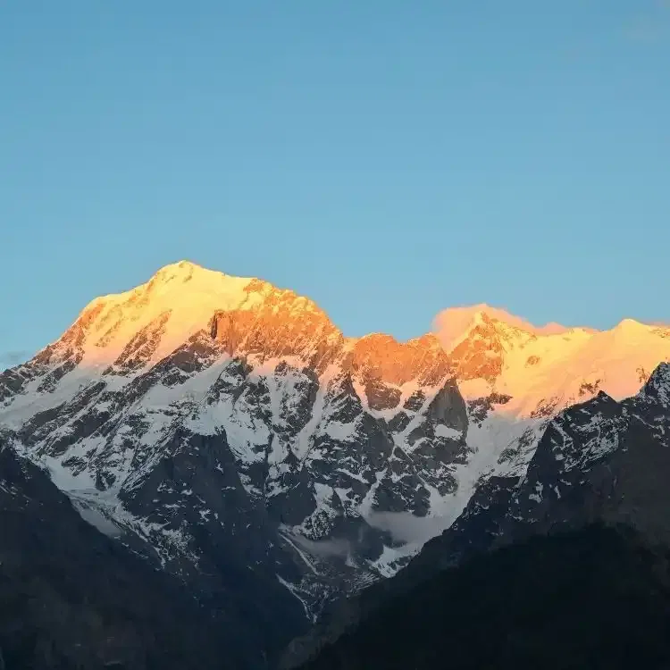 Kinnaur Kailash range with the Shivling peak at sunrise