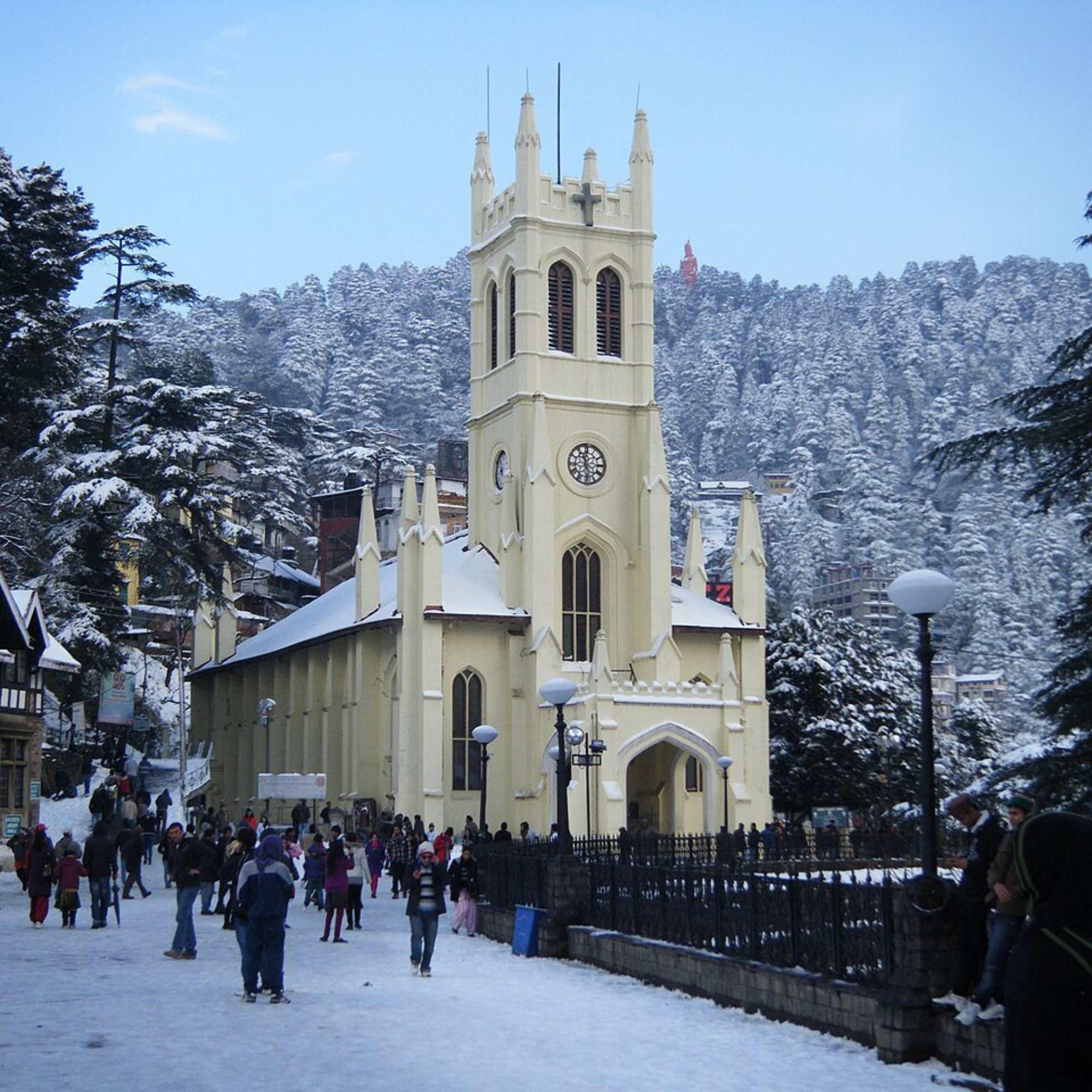 Neo-Gothic architecture details of Christ Church Shimla